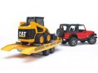 Jeep Wrangler + remorque + mini-chargeuse Cat