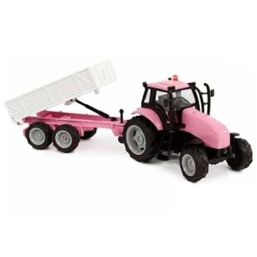 Tracteur avec remorque rose - 1:32