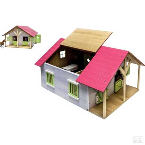 Ecurie rose pour chevaux 51x40.5x27.5 cm 1:24SANS ACCESSOIRES