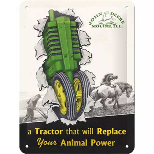 John Deere Plaque métallique Tracteur et traction