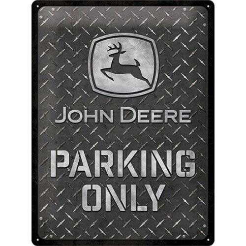 Plaque métallique John Deere Parking Only Diamond 30x40cm