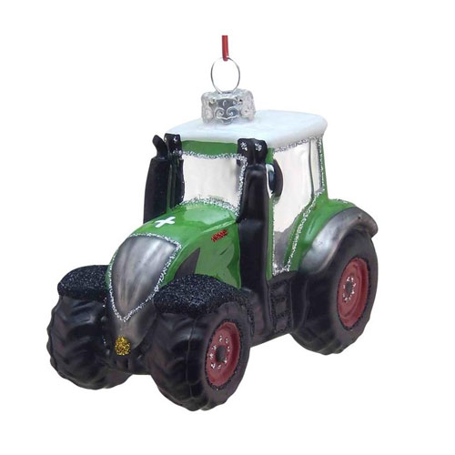 Boule de Noël - tracteur vert