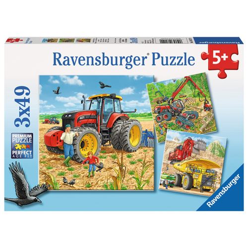 Puzzle tracteurs + machines 3x49 pièces
