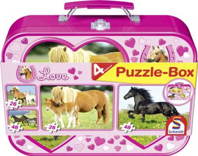 Puzzle chevaux 4 dans un coffret métallique