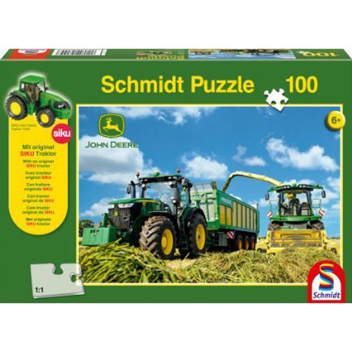 Puzzle John Deere + ramasseuse-hacheuse - 100 pièces