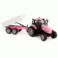 Tracteur avec remorque rose - 1:32